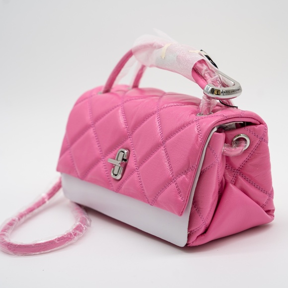 Marc Jacobs Quilted Mini Dual Leather Strap Shoulder Bag Pink - Picture 3 of 7